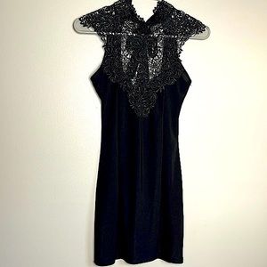 Jane  Flirty Little Open Back Black Dress  Size Small